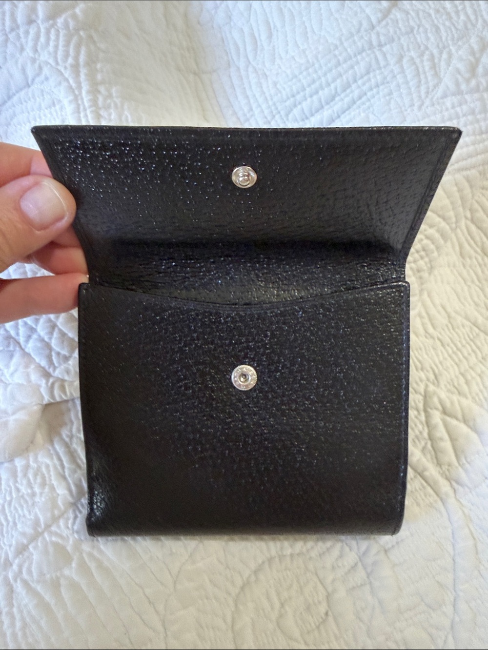 Gucci Vintage Pigskin Black Leather Women’s Wallet with Gucci G Silver Hardware - Picture 7 of 11